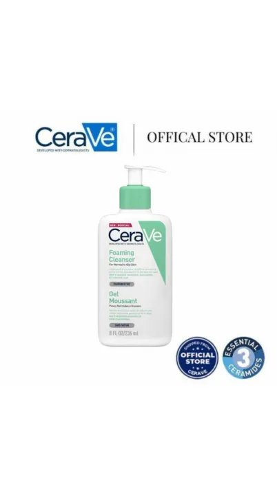 CeraVe Foaming Cleanser – အဆီပြန်ပြီး Sensitive ဖြစ်တဲ့ အသားအရေအတွက် အကောင်းဆုံး မျက်နှာသစ်ဂျယ်