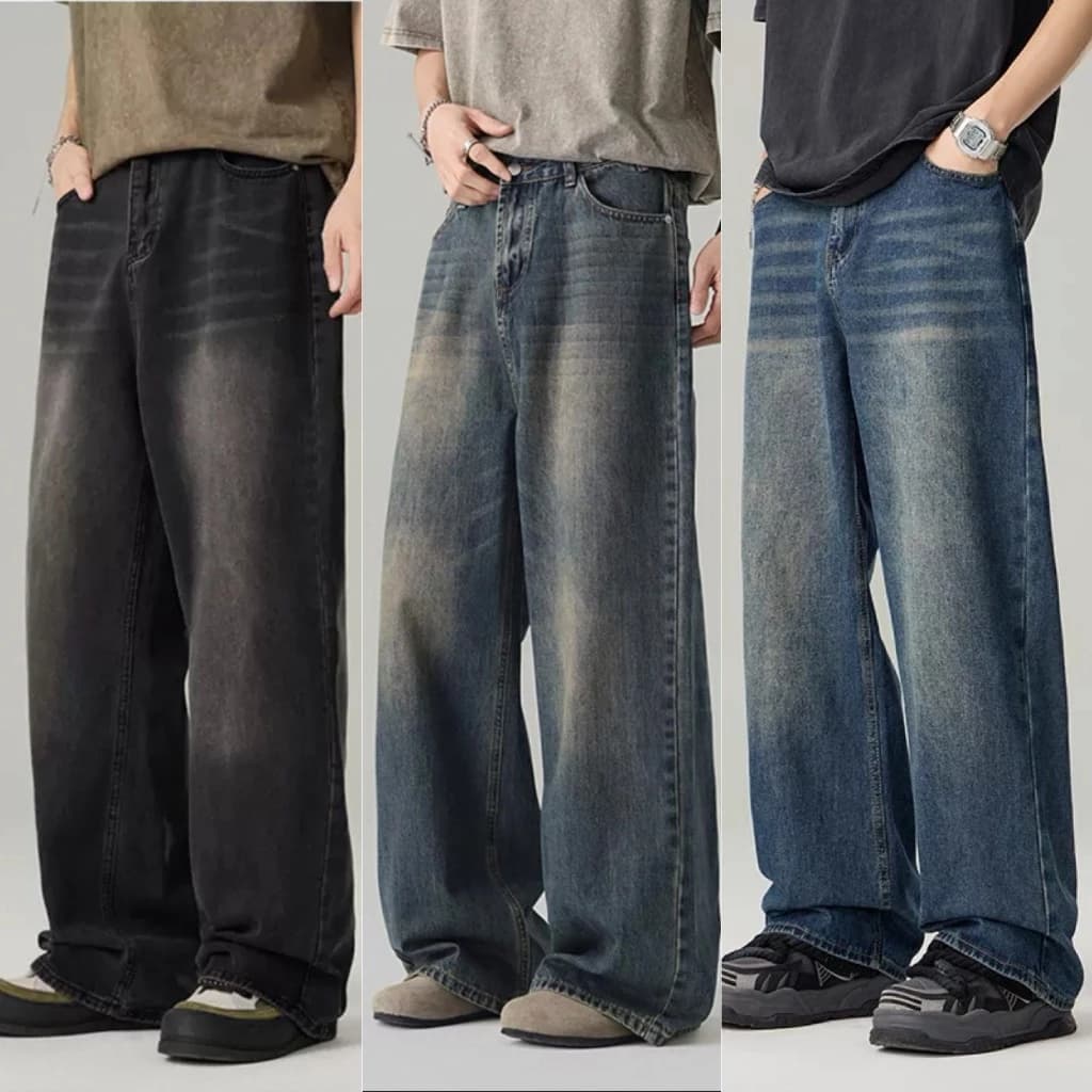 Korean Style Baggy Jeans – ကိုရီးယားစတိုင် ပွပွယောင်းယောင်း ဂျင်းဘောင်းဘီရှည်